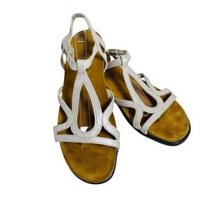 Naot Strappy Leather Comfort Sandals Womens 42 Silver White Good Ankle Strap